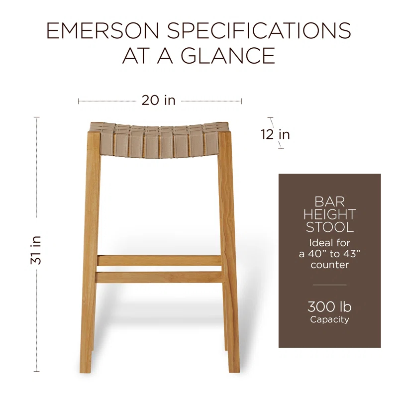 Maven Lane Maven Lane Emerson Kitchen Stool with Vegan Leather Upholstery