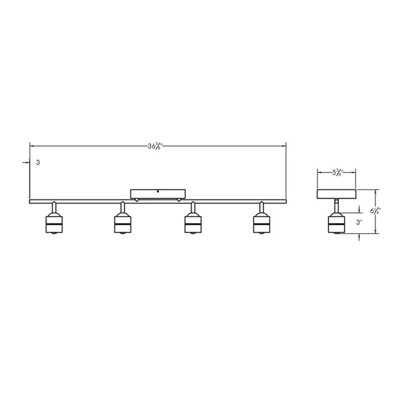 Core 36.38'' 4 -Light Rail Track Kit with Dimmable