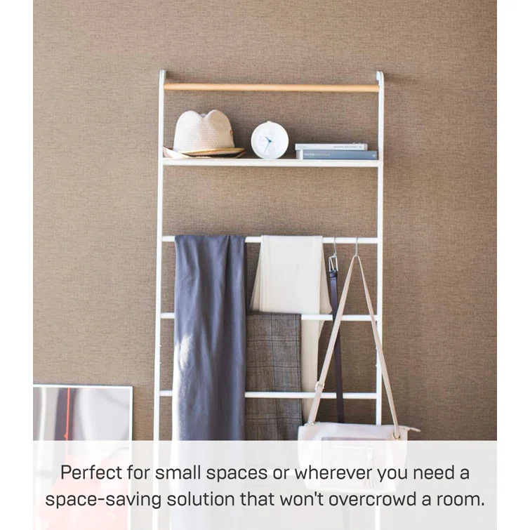 Yamazaki Home Leaning Ladder With Shelf, Space Saving, Steel