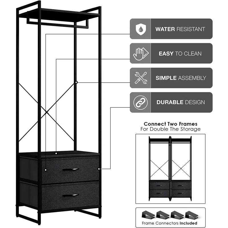 Sorbus Sorbus 2 Drawer Clothing Rack with Wood Top and Steel Frame