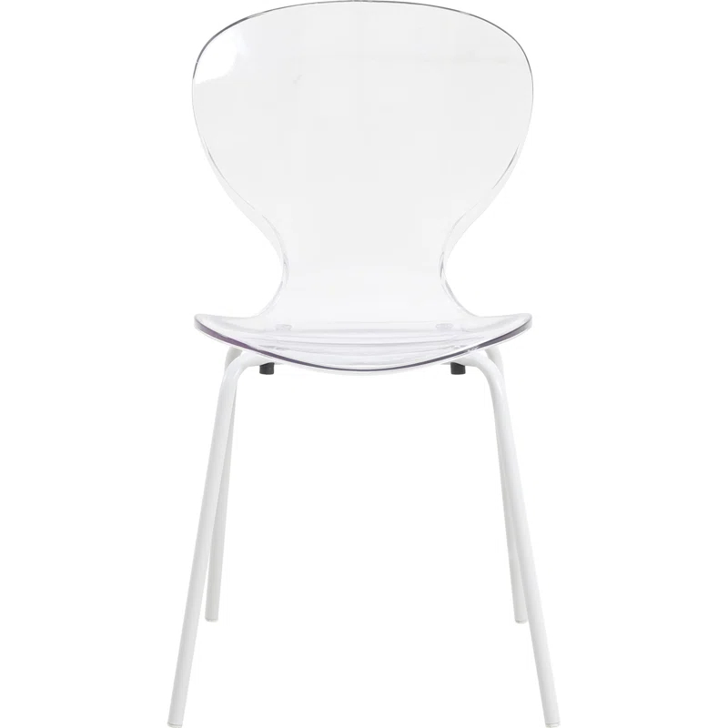 Ivy Bronx Edenfield Dining Chair with Curved Back and Waterfall Edge Seat White Powder-Coated Metal Legs
