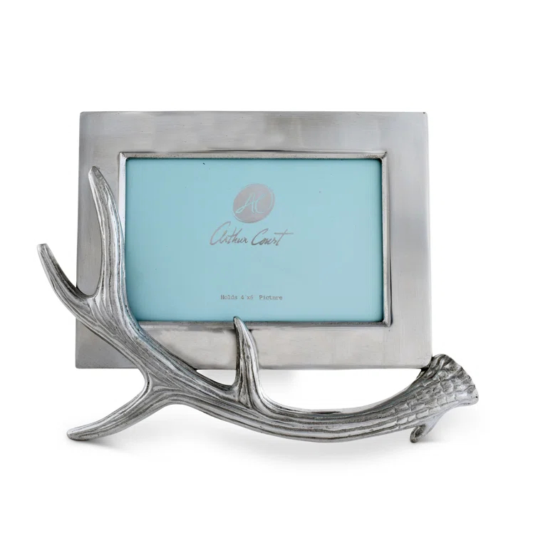 Arthur Court Designs Antler Silver Metal Embossed Picture Frame
