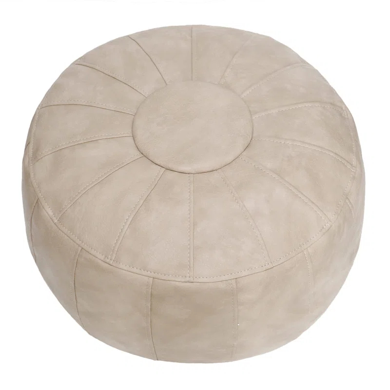 Unstuffed Handmade Moroccan Round Pouf Foot Stool Ottoman Seat Faux Leather Large Storage Bean Bag Floor Chair Foot Rest For Living Room, Bedroom Or Wedding Gifts