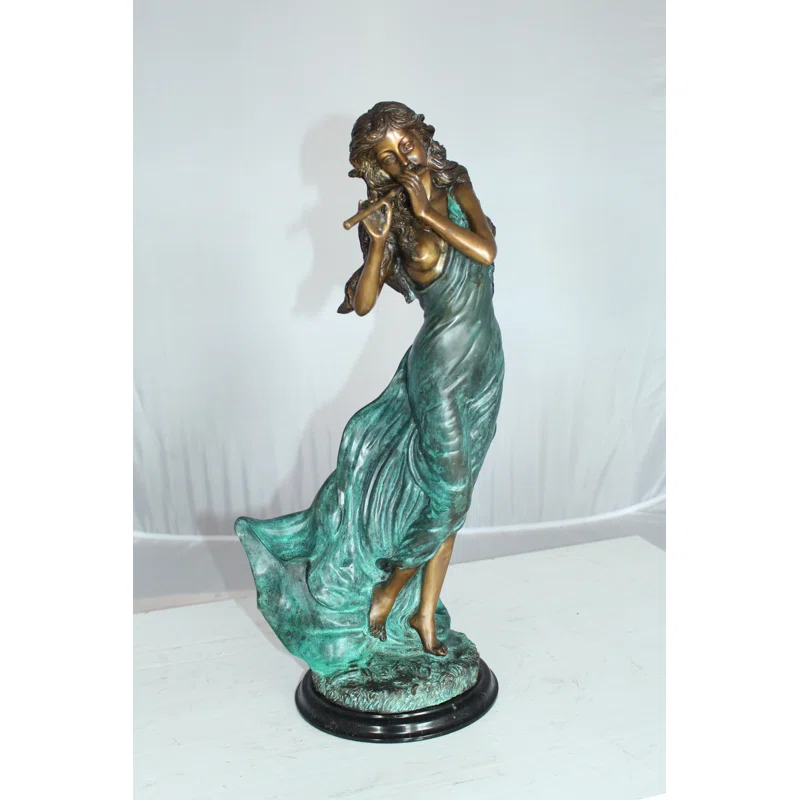 Bloomsbury Market Herod Musical Girl Bronze Statue -  Size: 8"L x 7"W x 19"H.