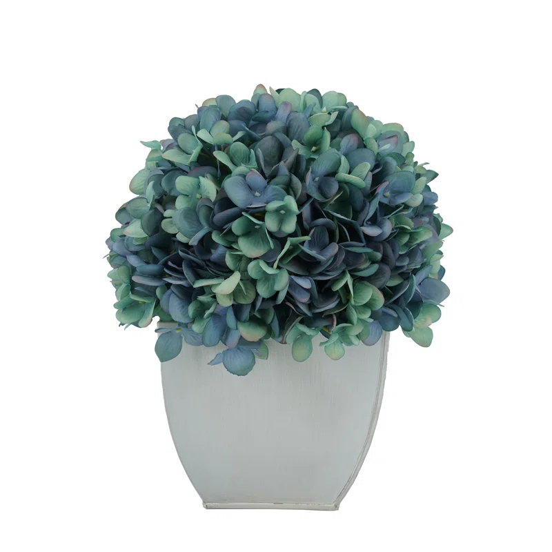 Winston Porter Artificial Fabric Hydrangea Arrangement in Pot