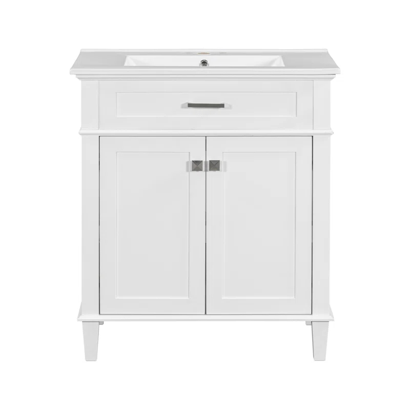 Tryimagine 30-Inch Bathroom Vanity With Ceramic Basin,  Soft Close Door And Adjustable Shelves