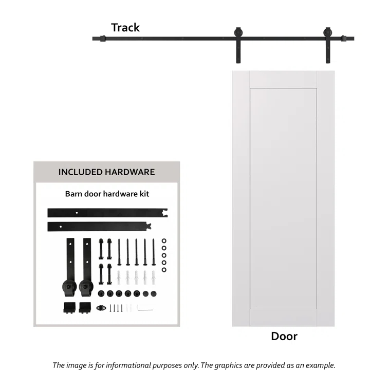 Belldinni Avon 207 Solid Manufactured Wood and Glass Paneled Barn Door with Installation Hardware Kit
