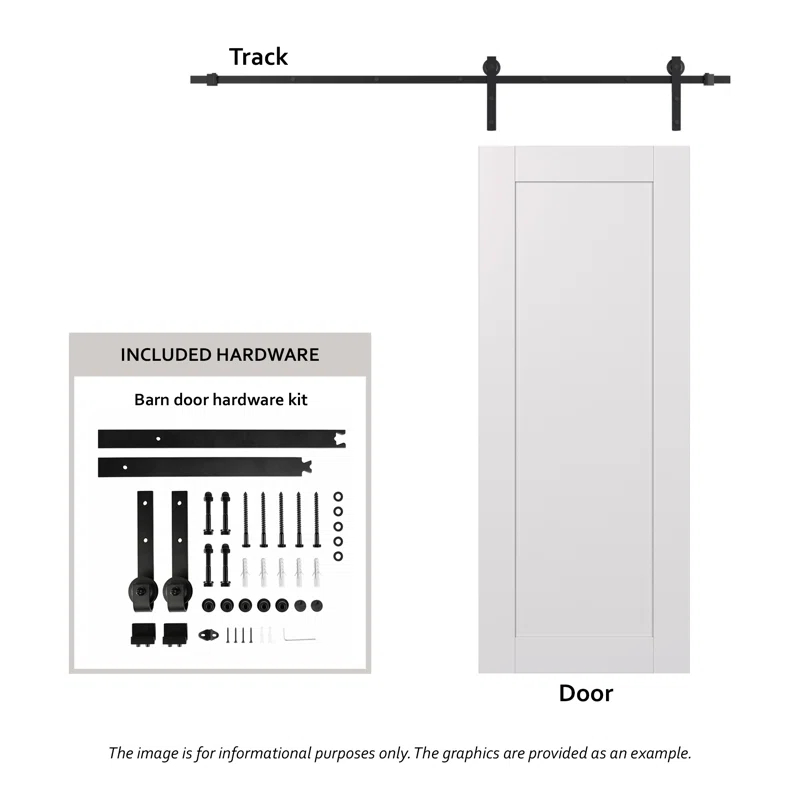 Belldinni Mirella Solid Manufactured Wood and Glass Barn Door with Installation Hardware Kit