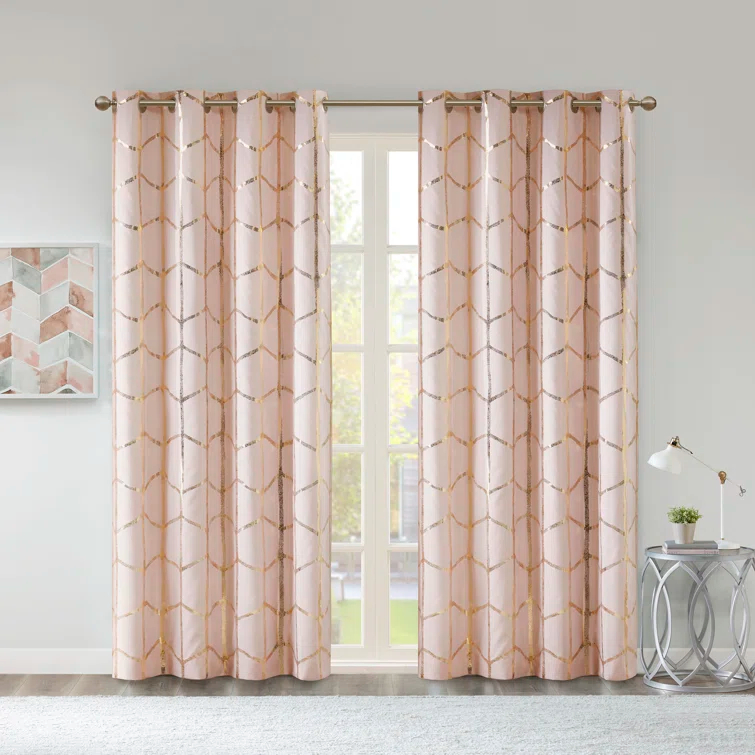 Intelligent Design Raina Geometric Total Blackout Grommet Single Curtain Panel