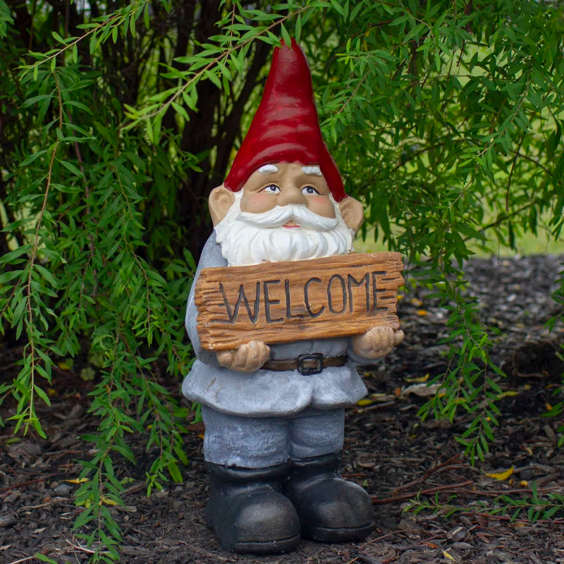 Northlight Seasonal 17" Gnome with Welcome Sign Outdoor Garden Statue