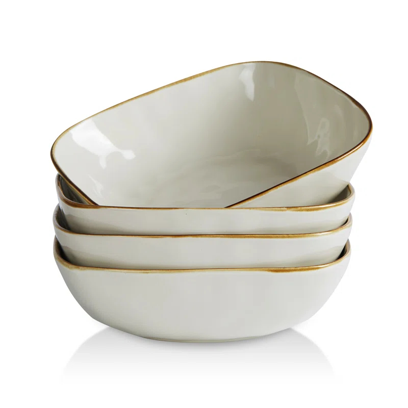 Famiware 8'' Stoneware Large Square Pasta Bowl (Set of 4)