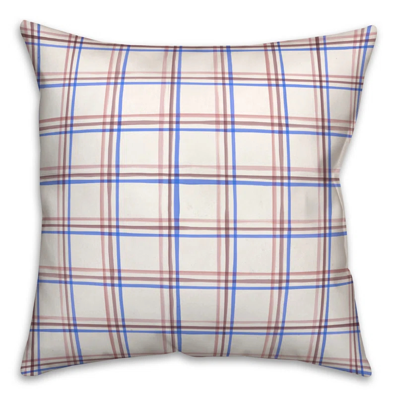 Plaid Indoor/Outdoor Reversible Throw Pillow