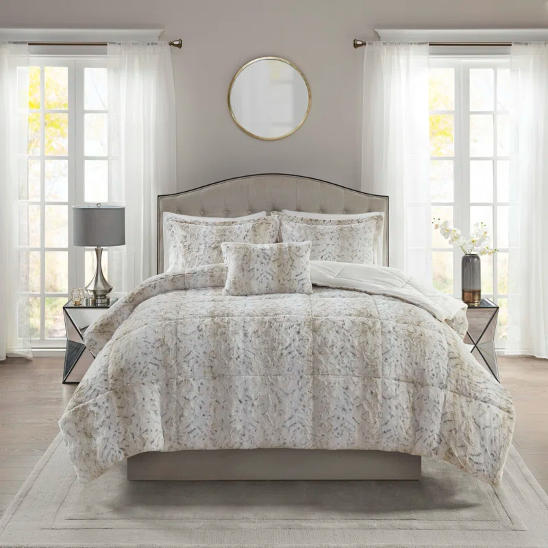 Madison Park Zuri Faux Fur Comforter Set