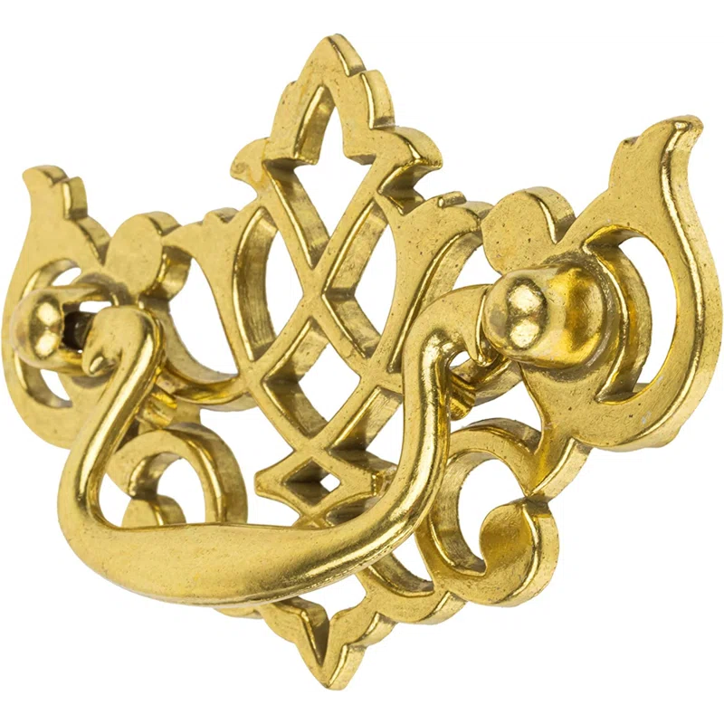 Queen Anne Chippendale Satin Brass Drawer Bail Pull ( Centers: 2-1/2" )