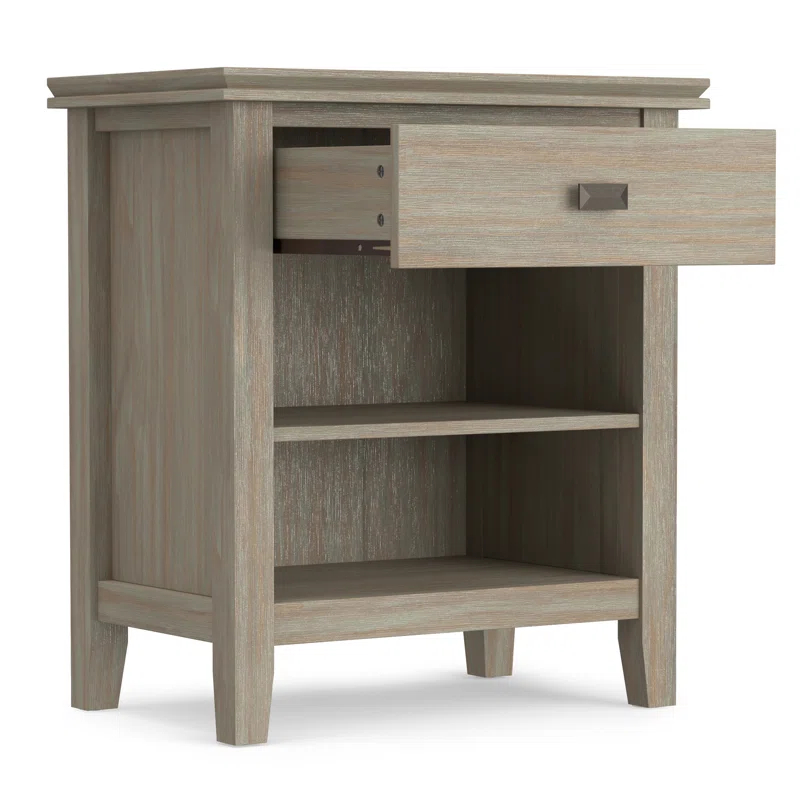 Simpli Home Artisan 24"W Solid Wood Nightstand with Drawer and Shelves