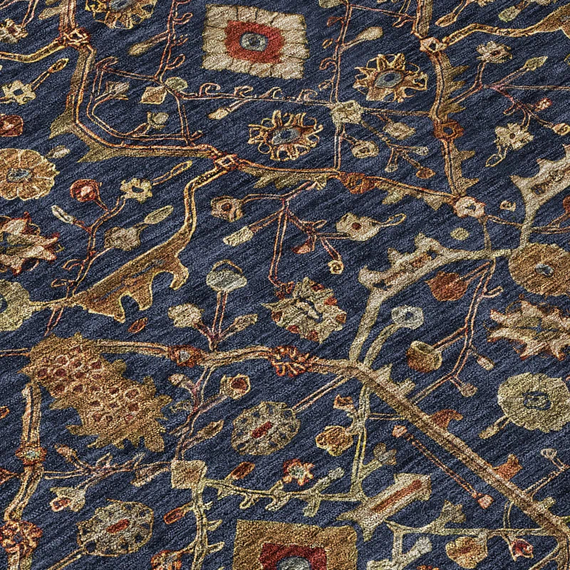 Machine Washable Indoor/Outdoor Chantille ACN1130 Navy Rug