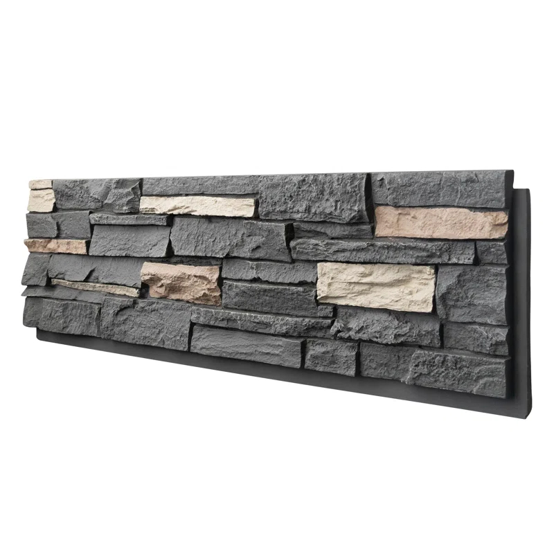 HOMEIBRO Faux Stone Wall Covering Panels for Interior and Exterior Decor Panels in Roman Brown Stone (6 pack)