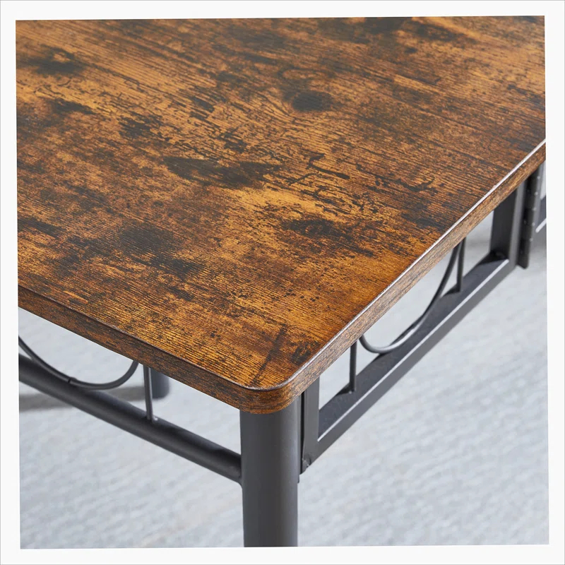 Kitchen Dining Room Table, Iron Wood Square Table for Kitchen Dining Room Furniture