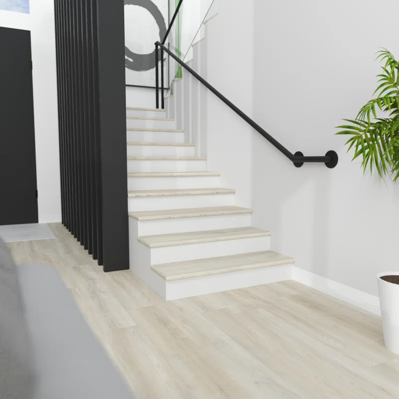Victoria Home Vinyl 1.73'' Thick x 12.2'' Wide x 49.8'' Length Stair Tread with Cap Universal