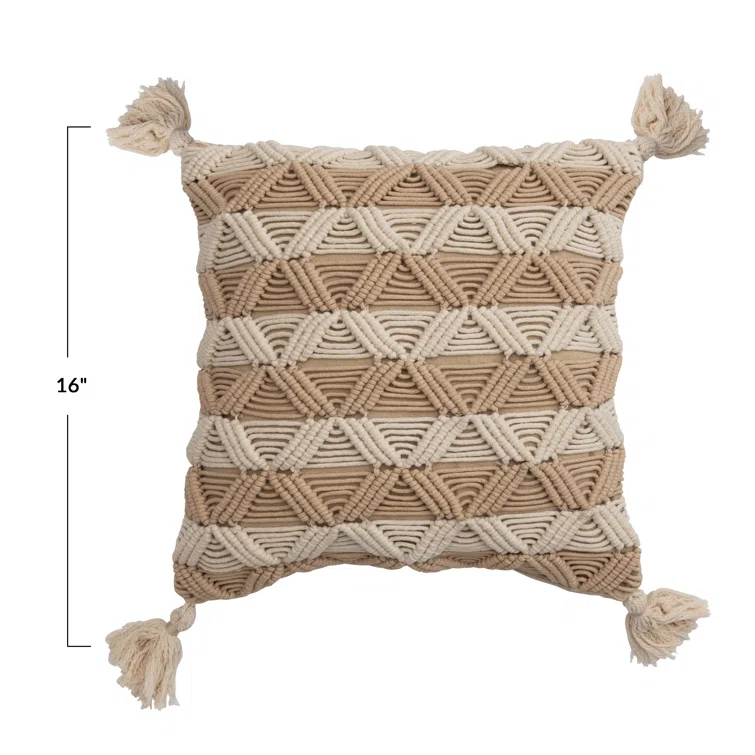 Creative Co-Op Tassels Cotton Throw Pillow