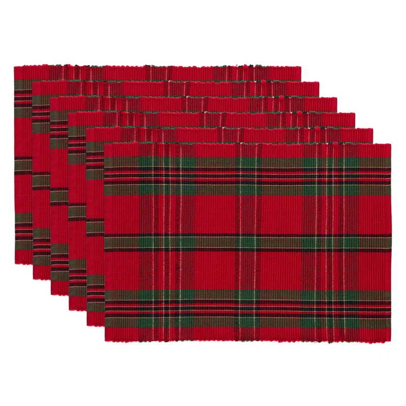 QUALITY FLOORING INC. Farmhouse Christmas Plaid Dining Table & Kitchen Décor, Holiday Placemat Set