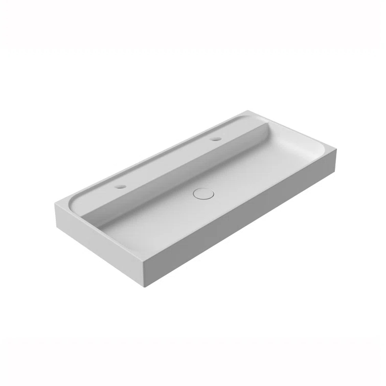 WS Bath Collections Unit Plus 100A.02 WS Bath Collections Unit Plus 18.1'' Glossy White Porcelain Rectangular Bathroom Sink with Overflow