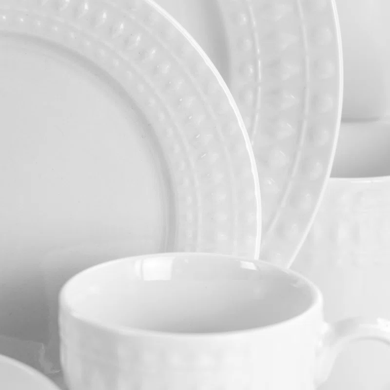 Elama Cara 16 Piece Porcelain China Dinnerware Set - Service for 4