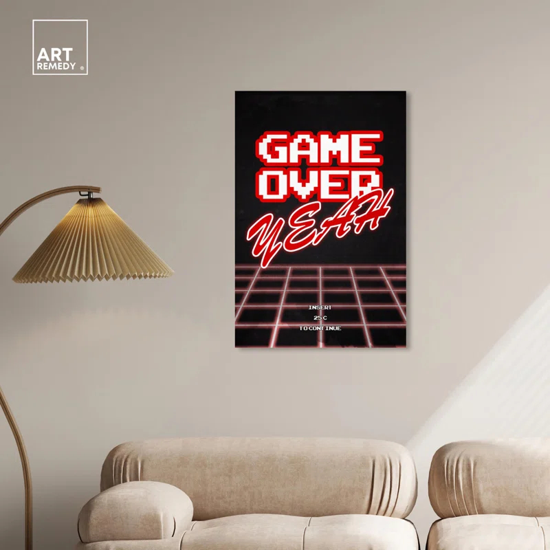 Art Remedy GAME OVER YEAH Canvas Gamer Art Prints by Art Remedy