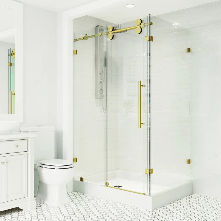VIGO Winslow 48" W x 36" D x 80" H Sliding Frameless Shower Enclosure with 3/8  Clear Glass&Base VG6051MGCL48WL