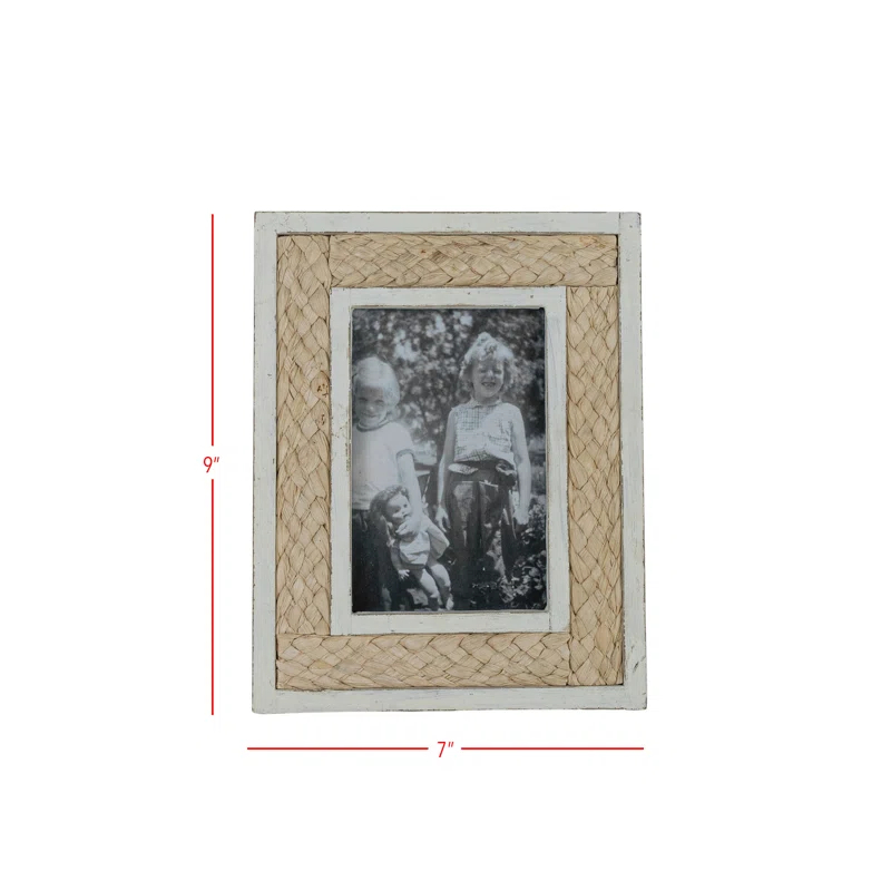 Foreside Home & Garden 4" by 6" Braided Reed Picture Frame