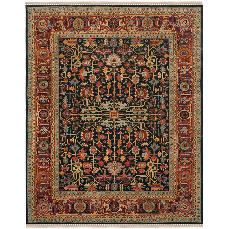 Antique Brown Hand-Knotted Wool and Viscose 8' x 10' Rug