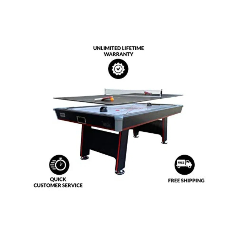 PUCK Hockey Tables PUCK Atlas 7-Foot Table Multi Game Tennis Air Hockey Table (Black)