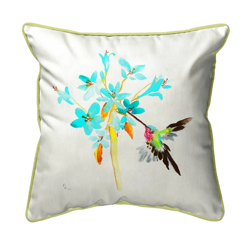 Betsy Drake Interiors Hummingbird Indoor/Outdoor Reversible Throw Pillow
