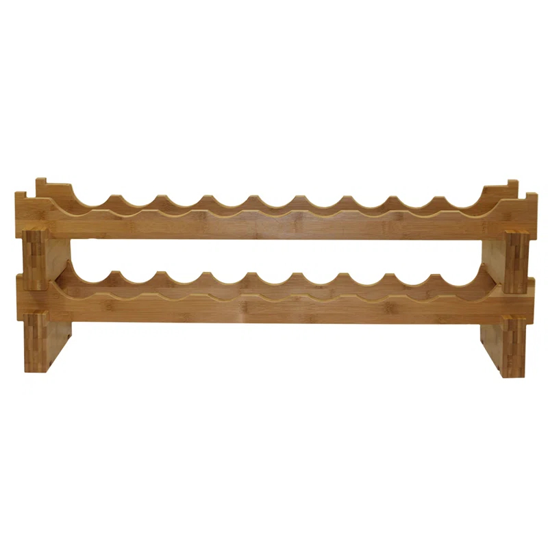 Ocean Star International Solid Wood Floor Wine Bottle Rack in Natural