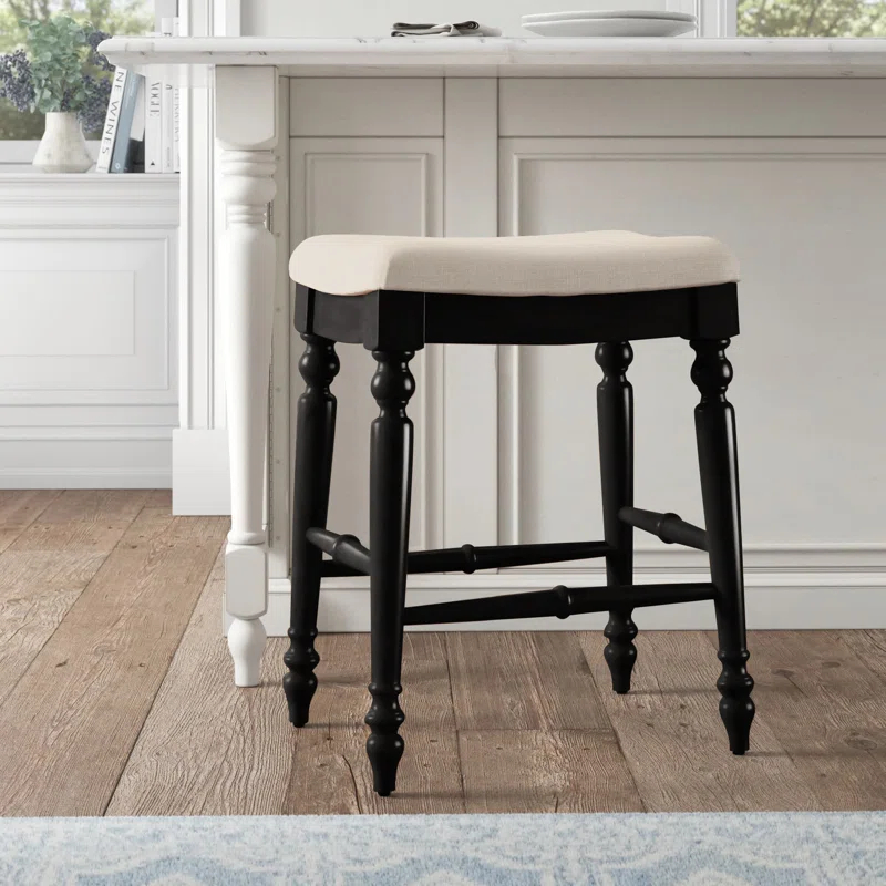 Kelly Clarkson Home Jordyn Backless Upholstered Wood Counter & Bar Stool