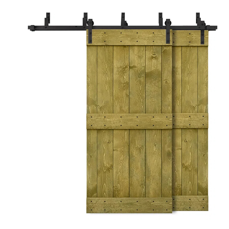 Calhome 84'' Solid Wood Paneled Painted with Installation Hardware Kit Barn Door