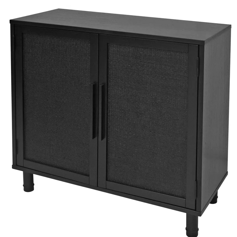 Hopper Studio Hopper Studio Delancey Solid Wood 2-Door Rattan Cabinet, Stylish Accent Piece