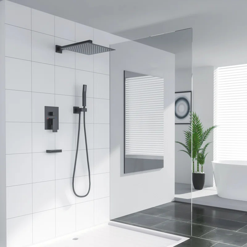 Kichae KE-KH-SLF16013-B 12 Inch Dual Shower Head Wall Mounted Shower System with Rough-In Valve