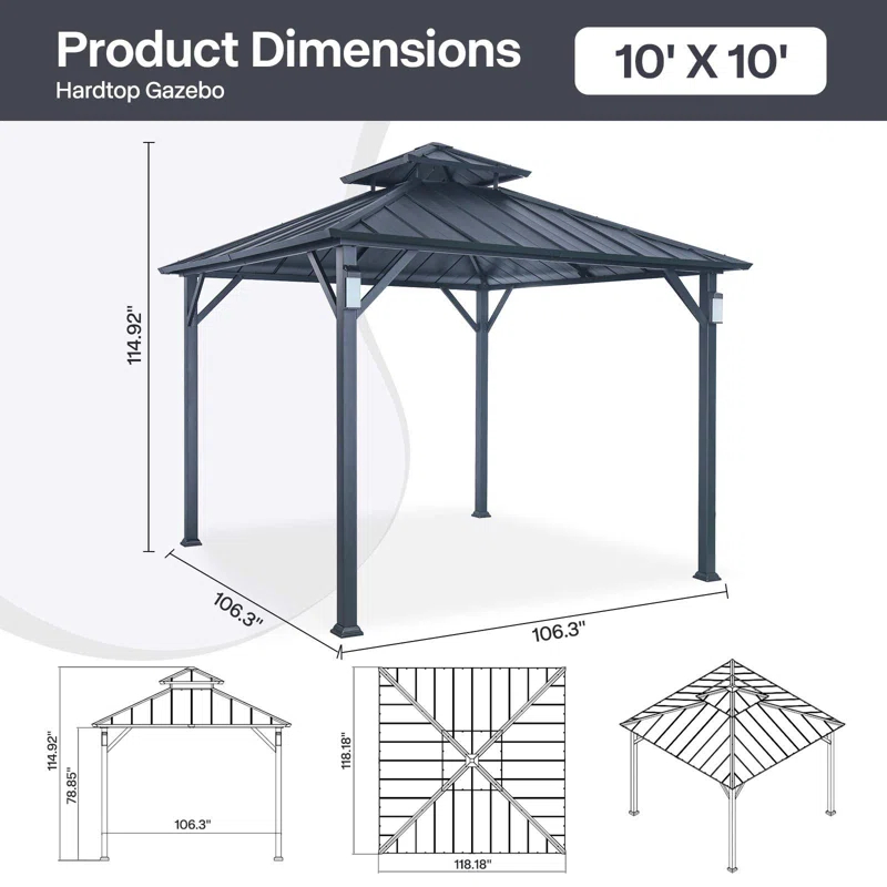 Outdoor Leisure Products 10 Ft. W x 10 Ft. D Aluminum Gazebo