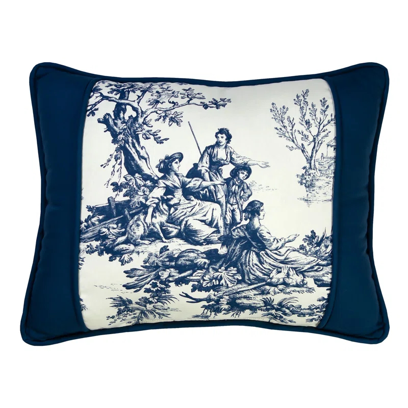 Toile Reversible Throw Pillow