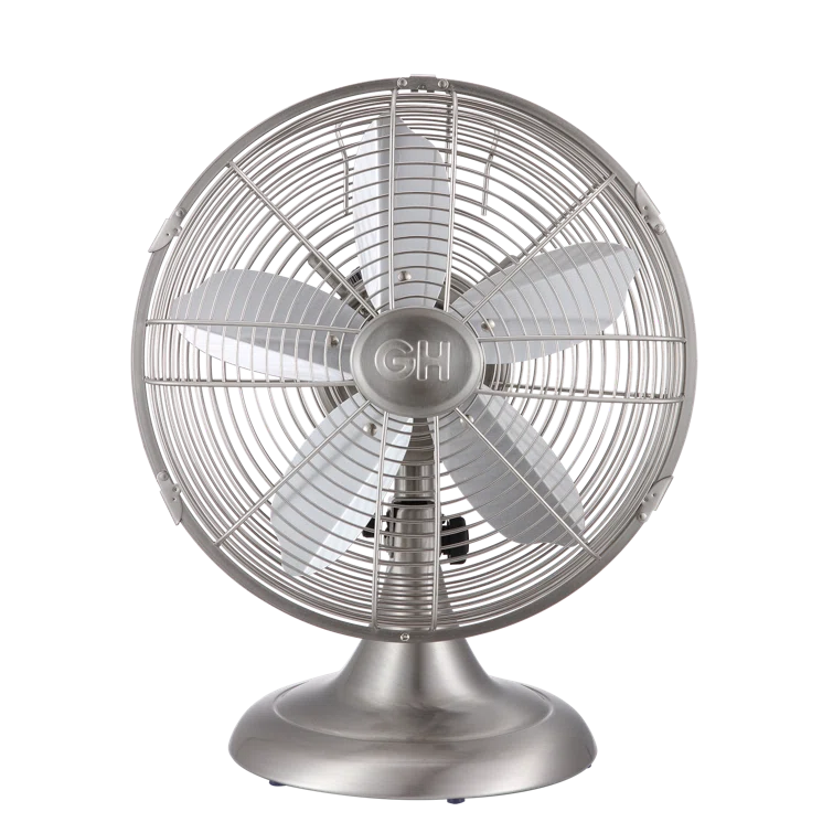 Good Housekeeping Good Housekeeping's All-Metal 12" Retro Desk Office Table Fan with Wide Oscillation, 3-Speed Settings & Carrying Handle (Multiple Finishes Available)