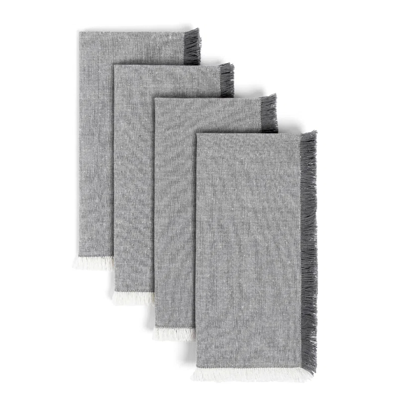 over&back over&back Woven Frayed Chambray Cotton Cloth Napkins