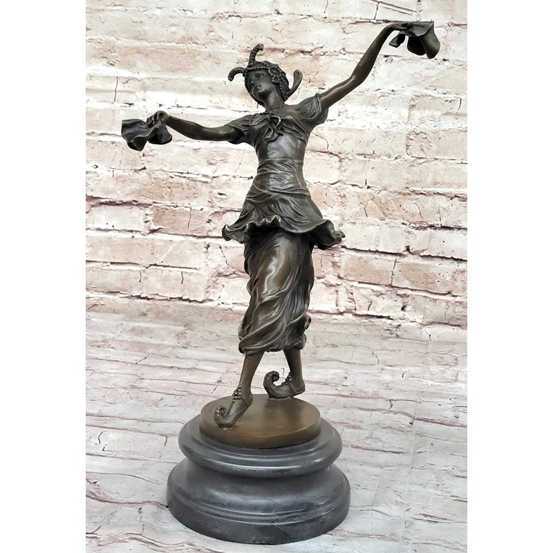 Rosdorf Park Hetal Art Deco Bronze Performer Dancer Girl By Colinet On Marble Base
