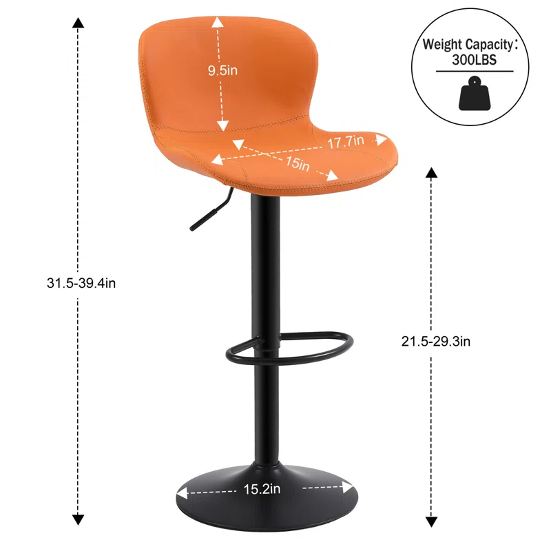 Illyas Swivel Upholstered Adjustable Height Counter Stool with Metal Frame