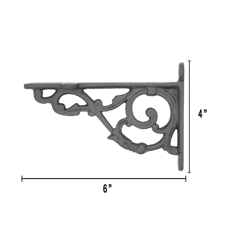 Astoria Grand Lillith Solid Cast Iron Shelf Brackets Victorian Colonial Retro Steampunck Gothic Baroque Medieval (Set of 2)