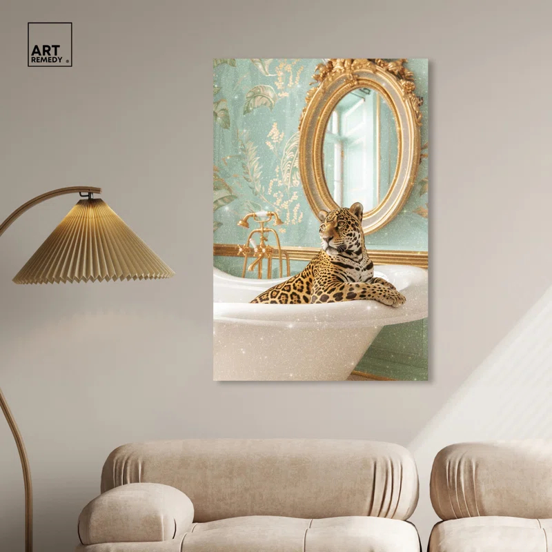 Art Remedy Jaguar Bathroom Canvas Jungle Bathroom Art by Art Remedy