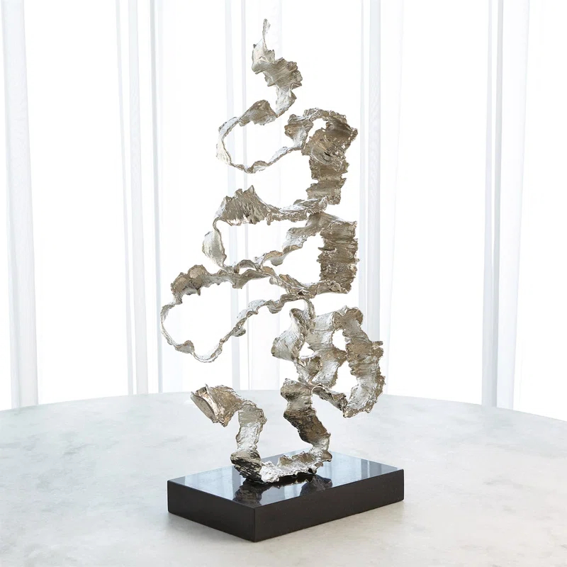 Squiggles Sculpture-Nickel w/Black Granite