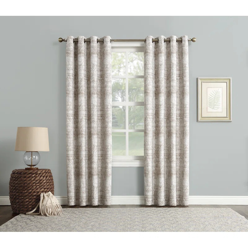 Sun Zero Distressed Global Blackout Lined Grommet Curtain Panel