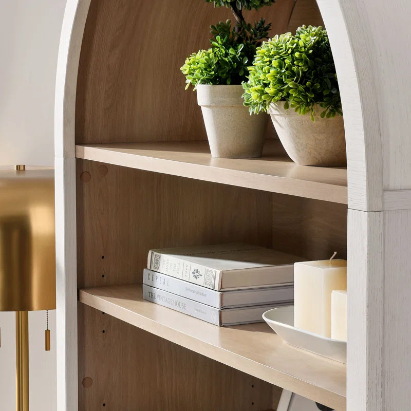 Modway Nolan 74" Tall Arched Storage Display Cabinet Bookshelf