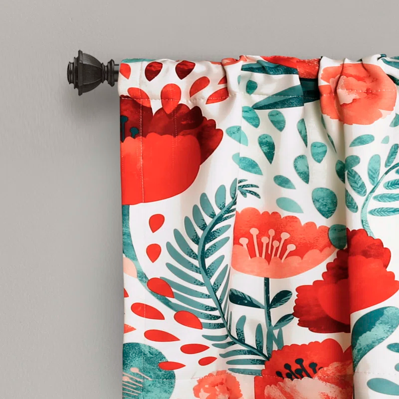 Lush Decor Poppy Garden Floral Tailored 52'' W Window Valance in
